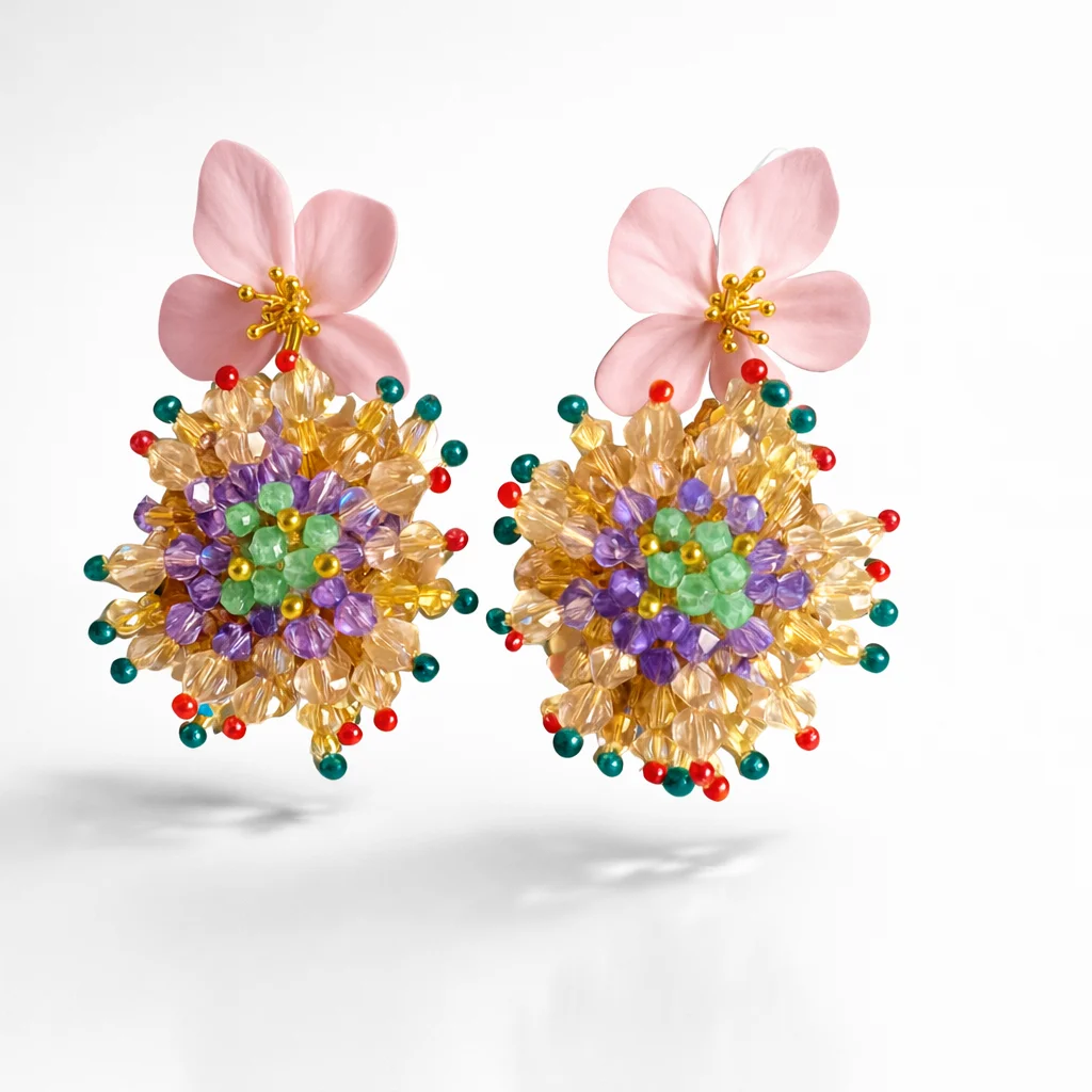 pendientes cascada de cuentas de colores