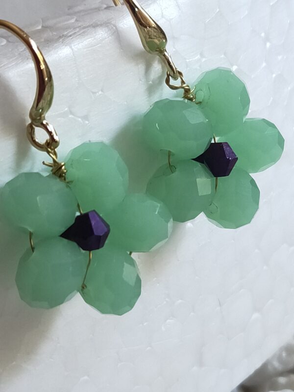 Pendientes Flor Verde Aguamarina