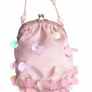 bombonera de lentejuelas rosa