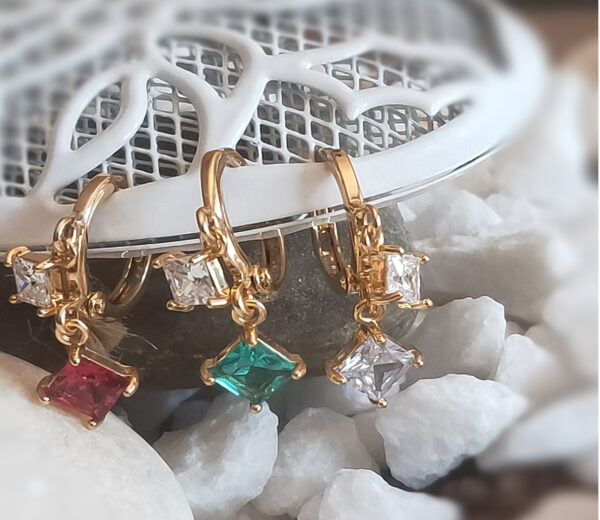 Aros Mini con Circonitas Cuadradas