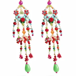 pendientes de filigrana con cuentas de colores