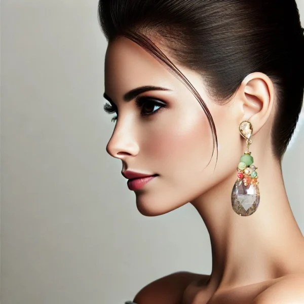 Pendientes con Lágrima de Cristal y Cuentas de Colores