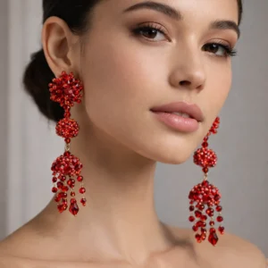 pendientes largos rojos