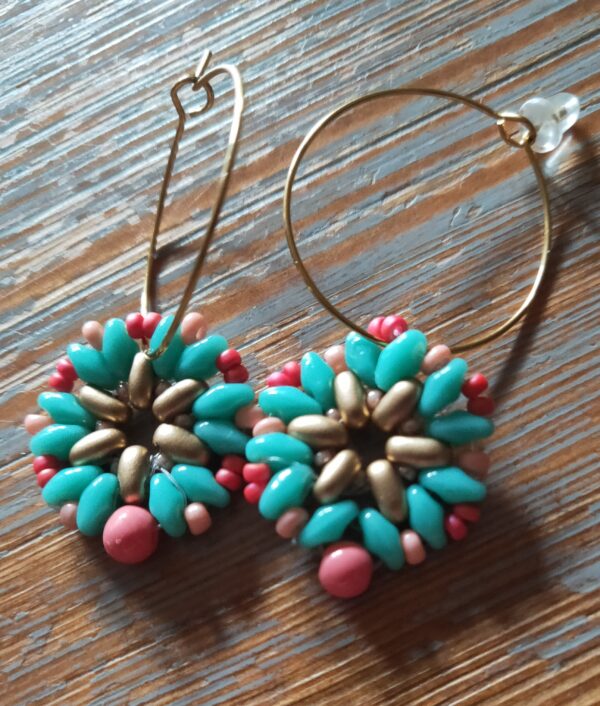 pendientes superduo turquesas