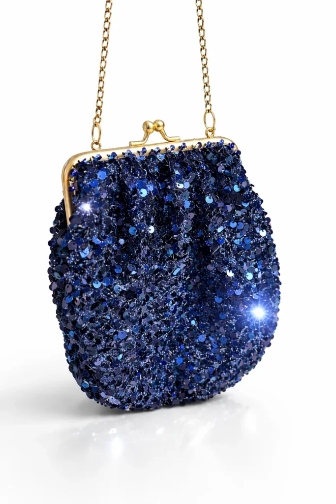 Bombonera de lentejuelas azules