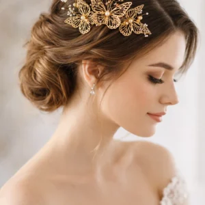 peineta de mariposa dorada