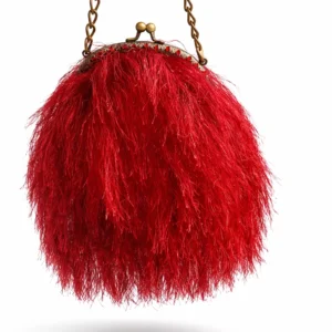 bolso bombonera con flecos rojos