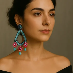 pendientes artesanales con flores