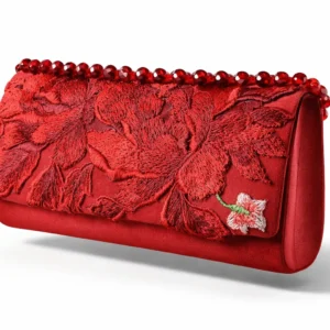 clutch de fiesta rojo bordado