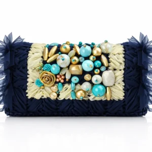 clutch joya artesanal azul marino
