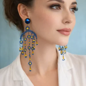 pendientes largos solar azul