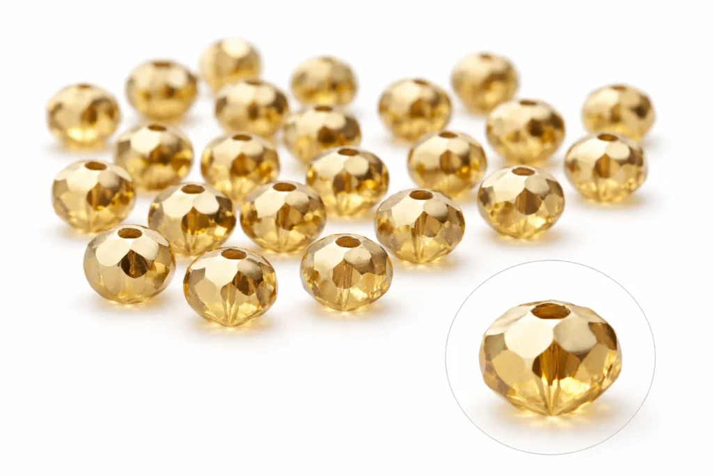 cuentas de cristal facetado doradas