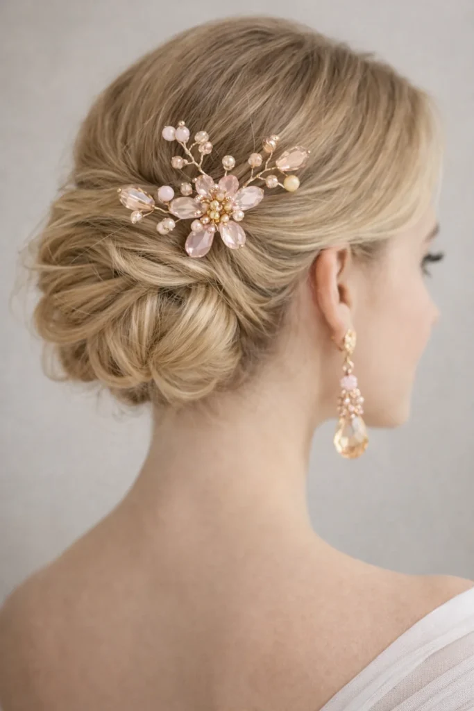 Tocado de cristales rosas