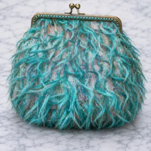 Bolso Joya Turquesa Efecto Pluma