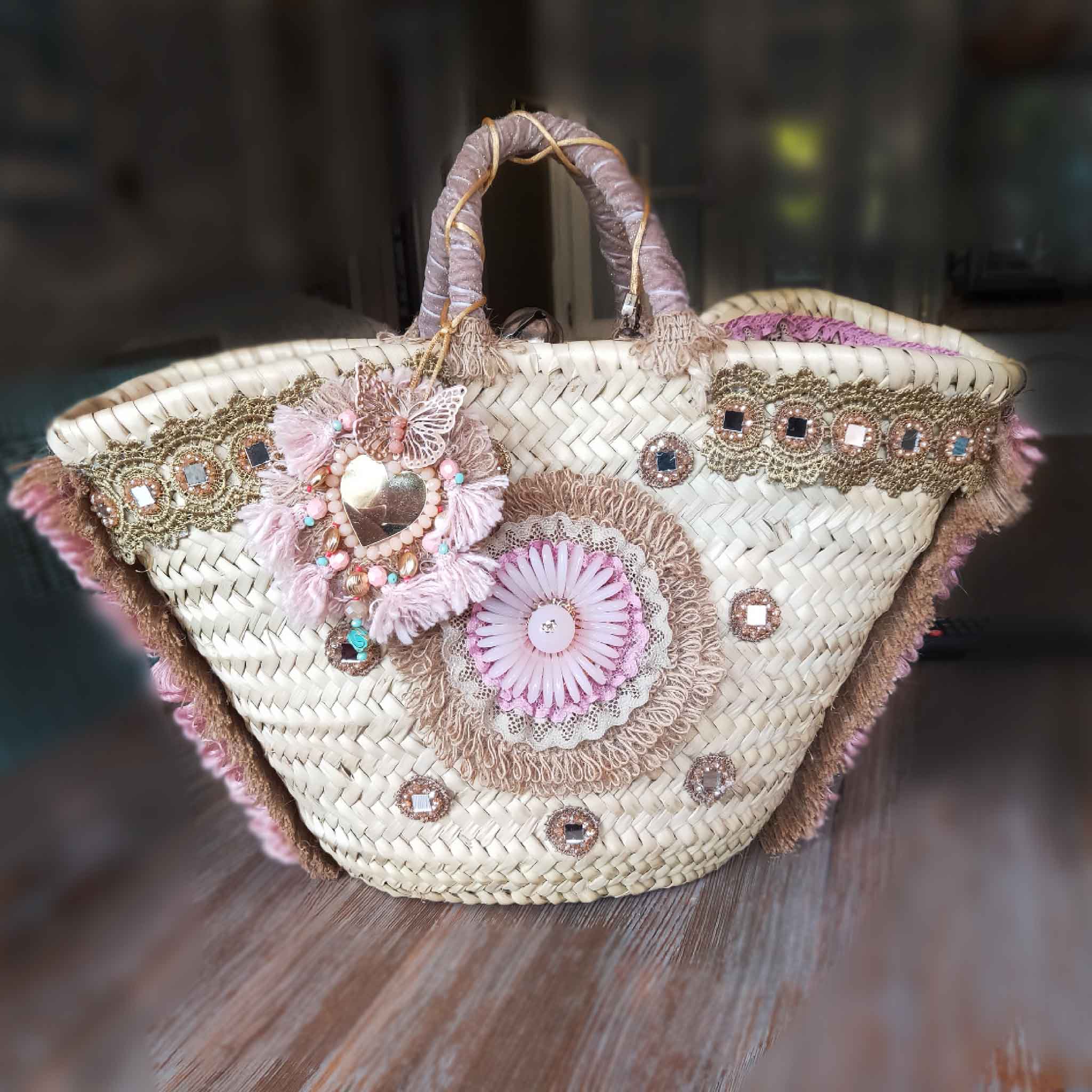 Cesta de Playa Decorada con Espejos - Imagen 2