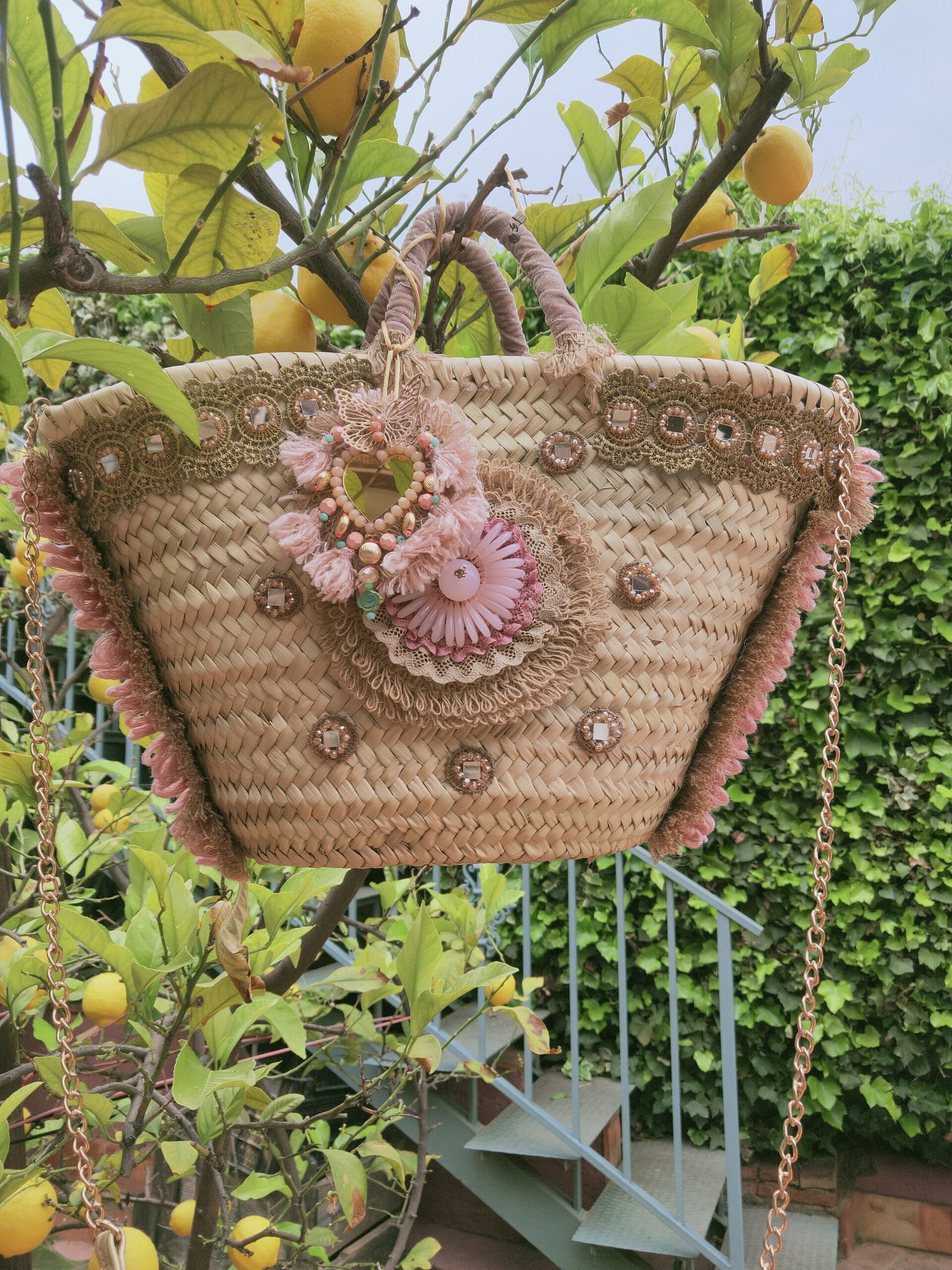 Cesta de Playa Decorada con Espejos - Imagen 10