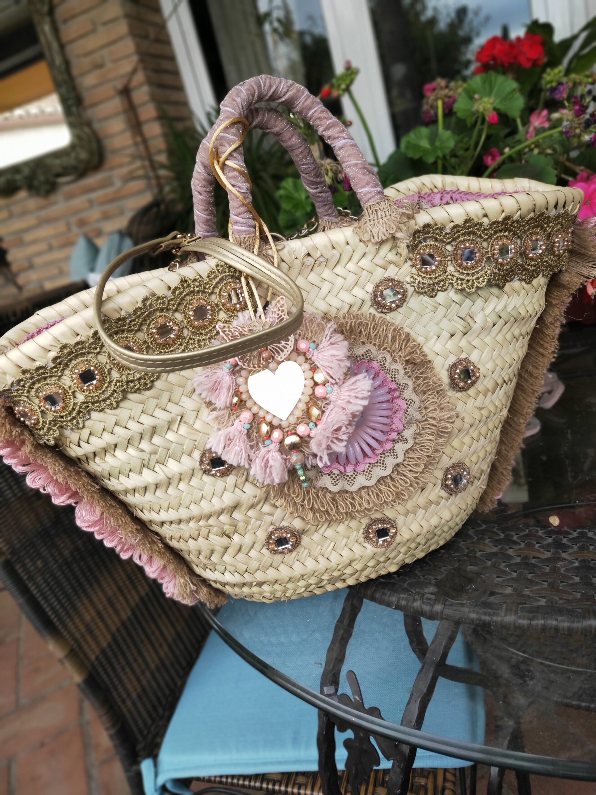 Cesta de Playa Decorada con Espejos - Imagen 9